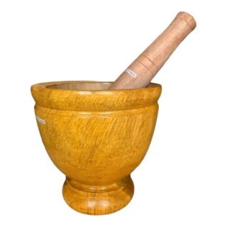 UN -WOOD MORTAR &PESTLE 8"