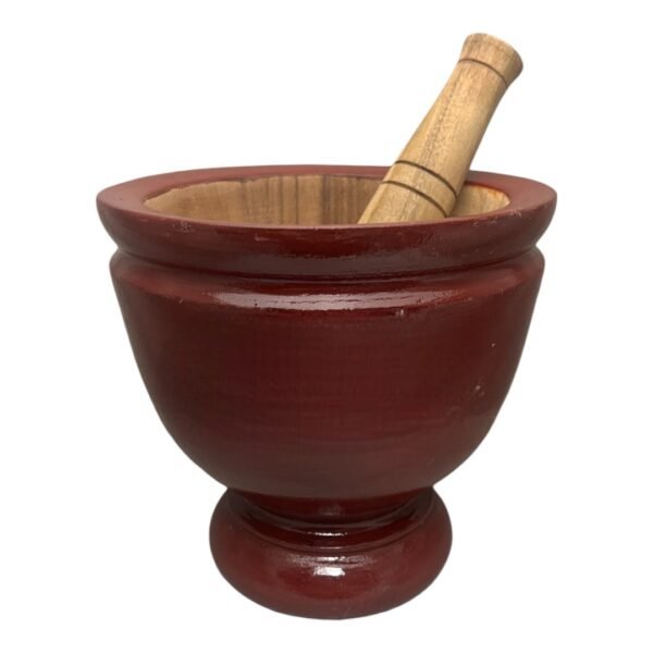 UN -WOOD MORTAR &PESTLE 9"