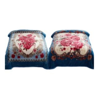 UN -HEAVY KOREAN 2 PLY BLANKET / FLOWER LIGHT BLUE / KING
