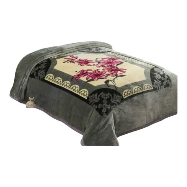UN -HEAVY KOREAN 2 PLY BLANKET / GRAY FLOWER / KING
