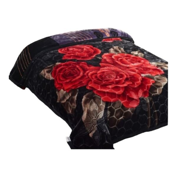 UN -HEAVY KOREAN 2 PLY BLANKET / BLACK ROSE / KING