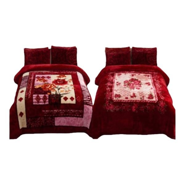 UN -HEAVY KOREAN 2 PLY BLANKET / BURGANDY / KING
