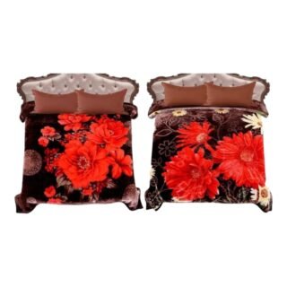 UN  -HEAVY KOREAN 2 PLY BLANKET / MIX FLOWER / KING