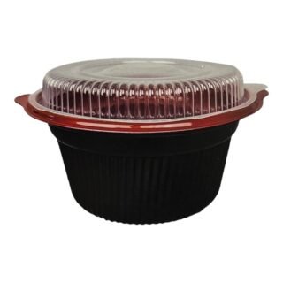 UN -PLASTIC RED BOWLS WITH LID 48OZ